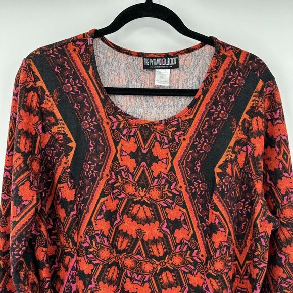 The Pyramid Collection Long Sleeve Floral Aztec Pattern Stretch Dress Sz XL - Picture 3 of 8